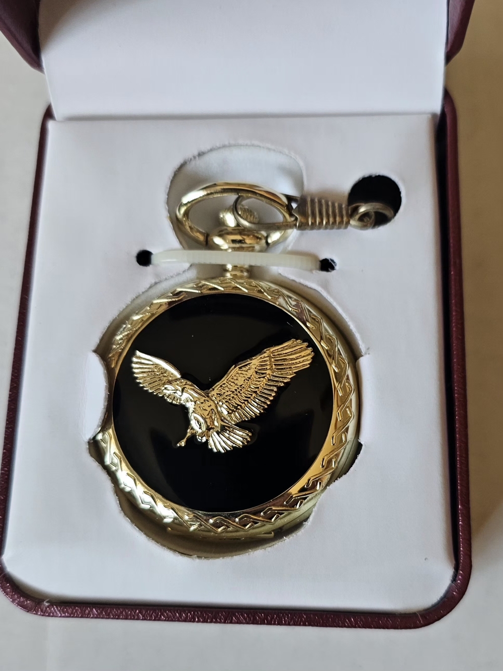 Embassy by Gruen Pocket Watch - Gold Tone Eagle Pendant Quartz